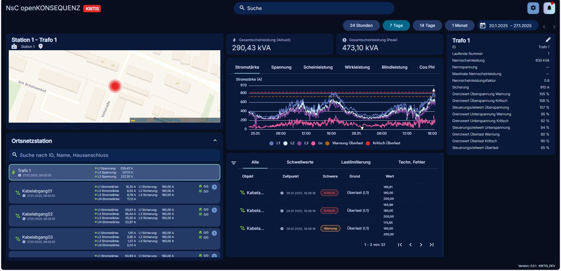 <b>Nieder­span­nungs­cockpit:</b> Mit dem Modul erhalten Netzbetreiber einen Überblick über den Netzzustand.