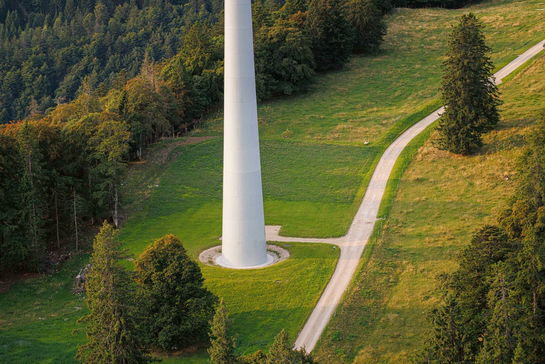 <b>Figure 2</b> L’intégration des fondations dans les pâturages permettra, à terme, la cohabitation avec le bétail.