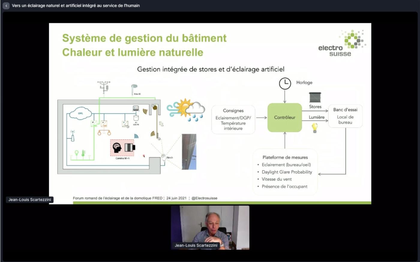 Jean-Louis Scartezzini a présenté une nouvelle plateforme optimisant la gestion des stores et de l’éclairage artificiel, destinée à des bâtiments tertiaires.