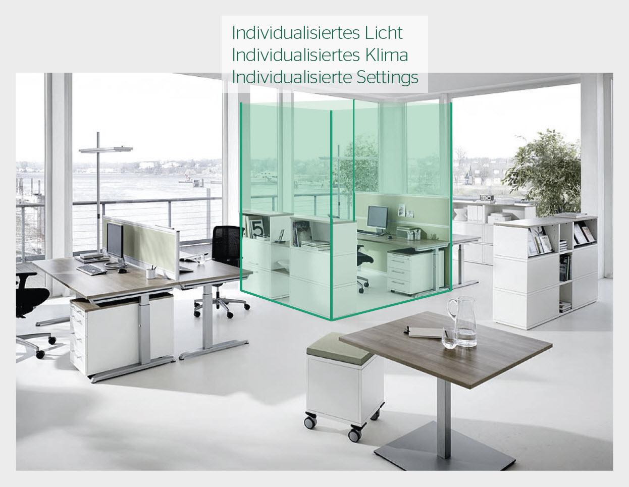 Mit der benutzerzentrierten Gebäudeautomation findet jeder Nutzer an seinem Arbeitsplatz individualisierte Bedingungen vor, die seinen Bedürfnissen entsprechen. Dazu müssen unterschiedliche Nutzer geortet und identifiziert werden.