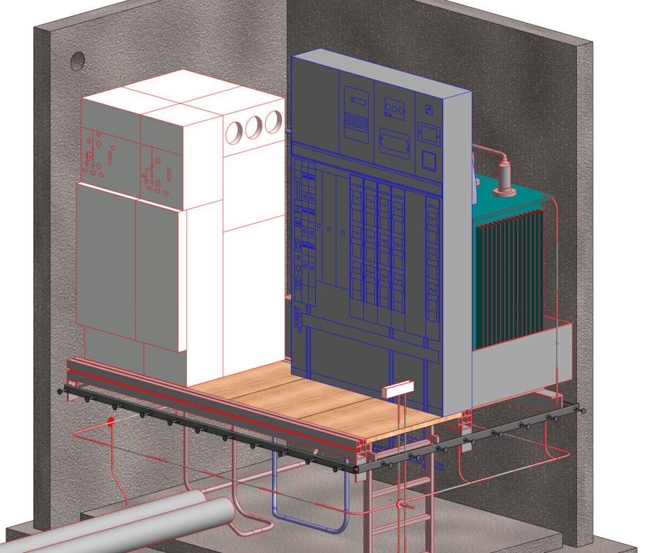 Transformatorenstation modelliert mit Revit.