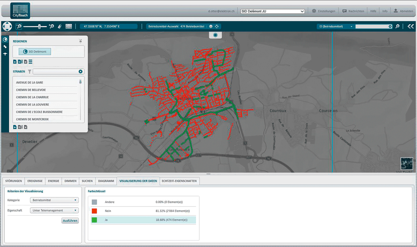Visualisierung Sanierung der Beleuchtungsinfrastruktur in Delémont.