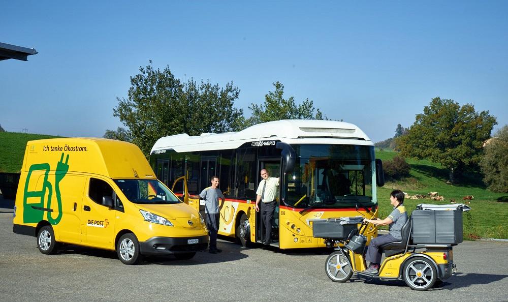 Die mit Ökostrom betriebenen Elektrofahrzeuge der Post sind sichtbare Botschafter ihres Engagements für Nachhaltigkeit.