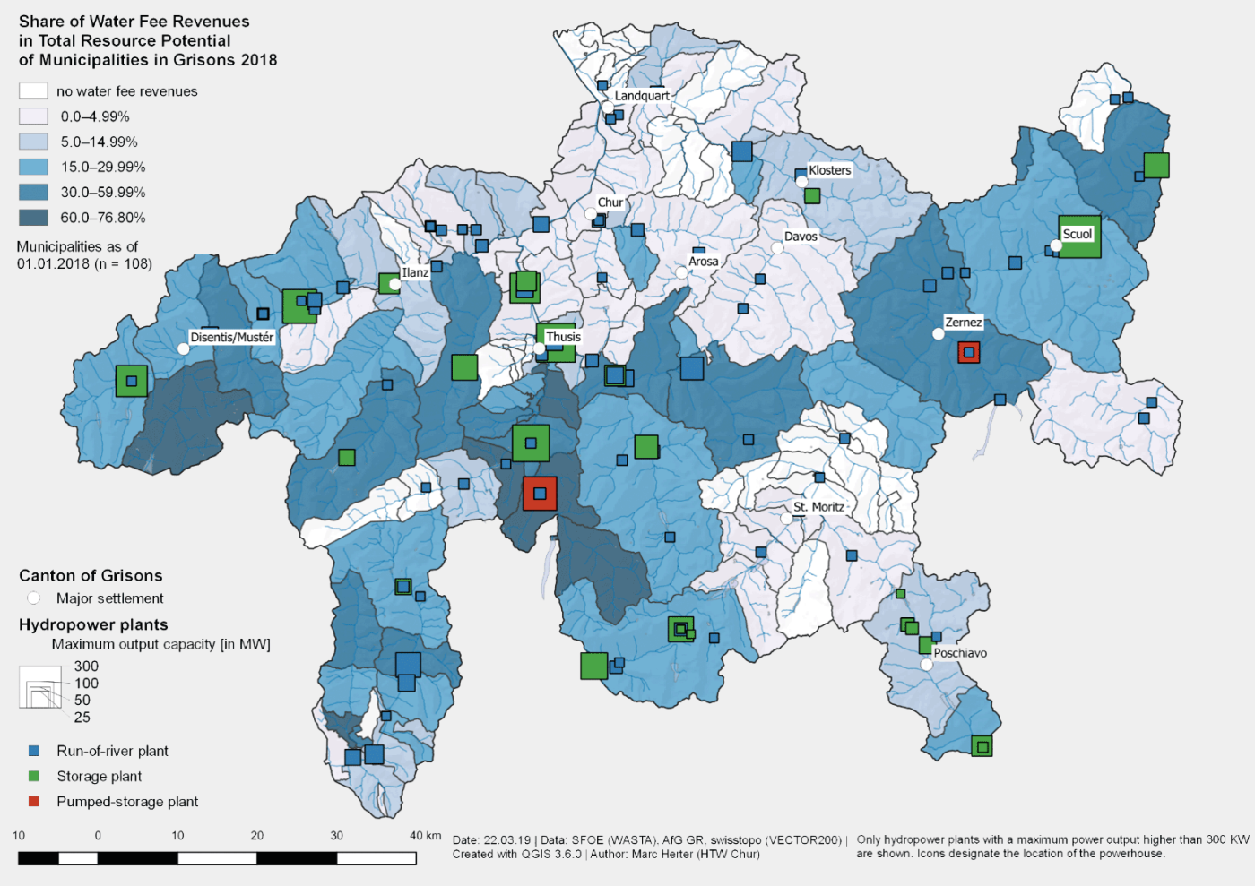 Bedeutung der Wasserzinsen für die Gemeinden in Graubünden.[1]