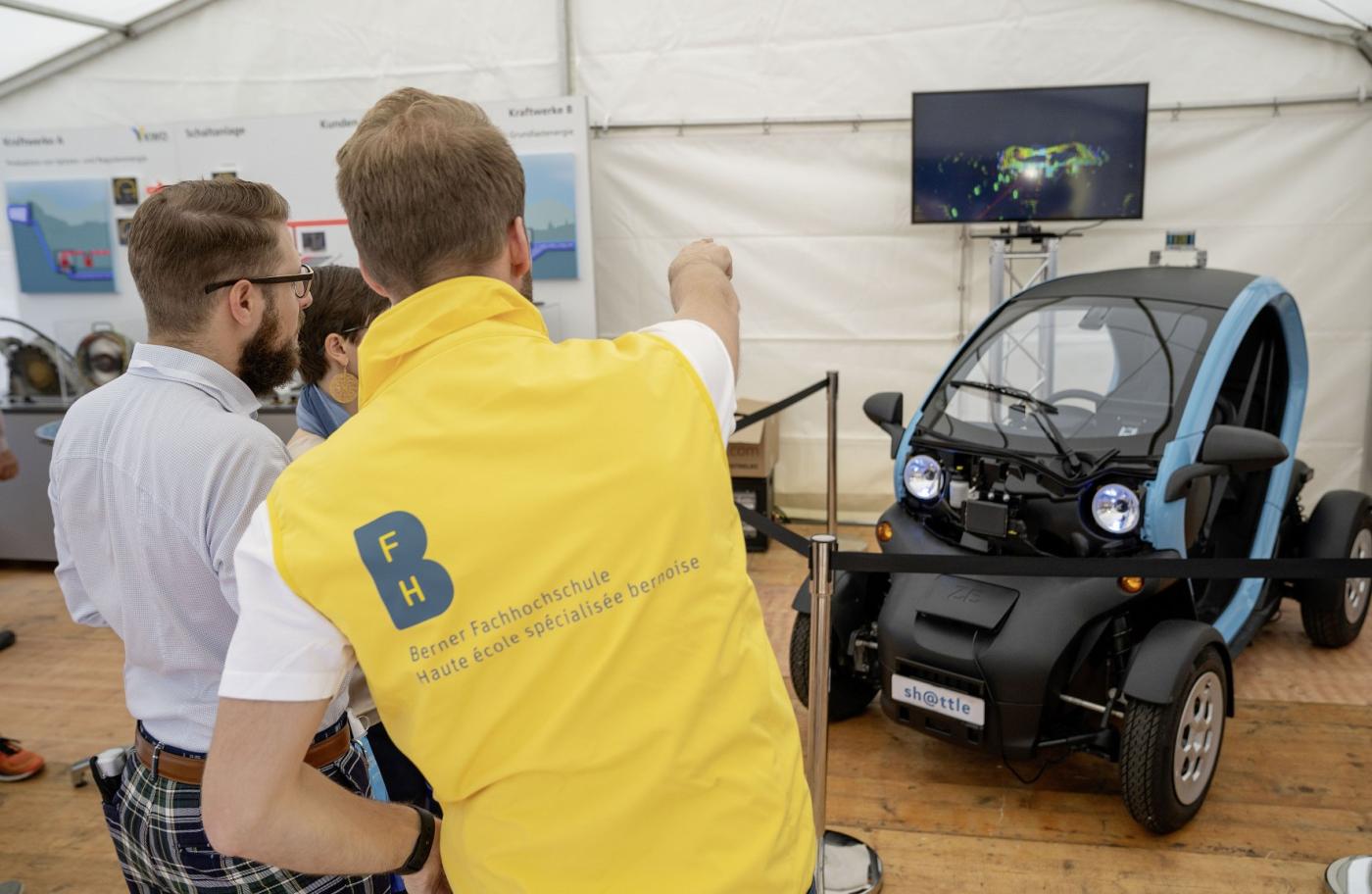 Première exposition du véhicule Sh@ttle lors du Grand Prix de Formule E à Berne en 2019.