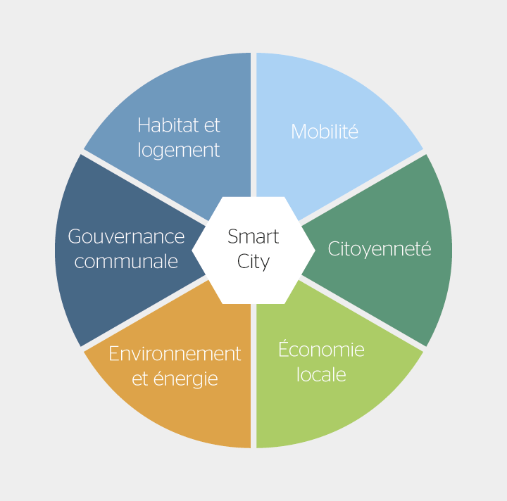 <strong>Figure 1</strong> Les thèmes de la ville intelligente selon Boyd Cohen, spécialiste des stratégies urbaines et climatiques.