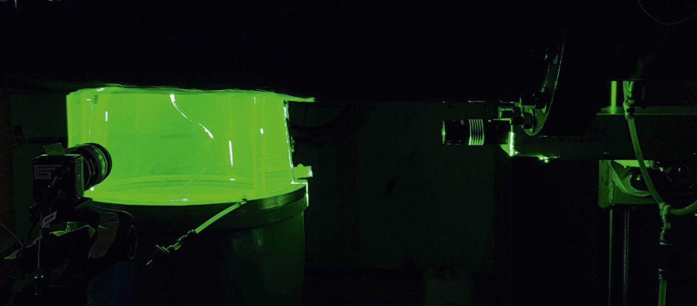 <strong>Figure 2</strong> Mesure PIV (Particle Image Velocimetry) de la formation de bulles (cavitation) générée dans les turbines Francis dans certains modes de fonctionnement.
