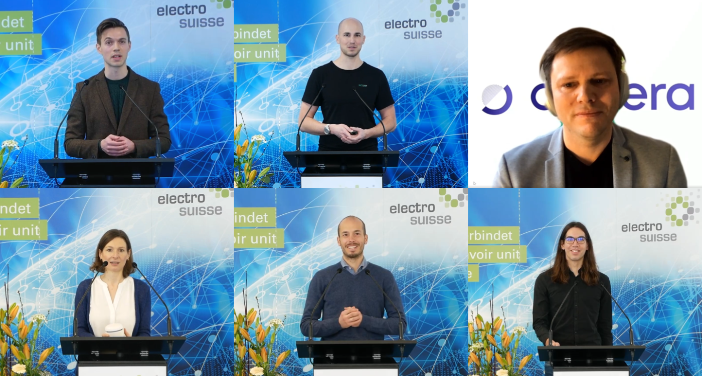 Sechs Start-ups präsentierten ihre Lösungen. Von oben links nach unten rechts: Sandro Cilurzo, Joel Samsinger, Matthias Egli, Susanne Dröscher, Pascal Kienast und Markus Wegmann