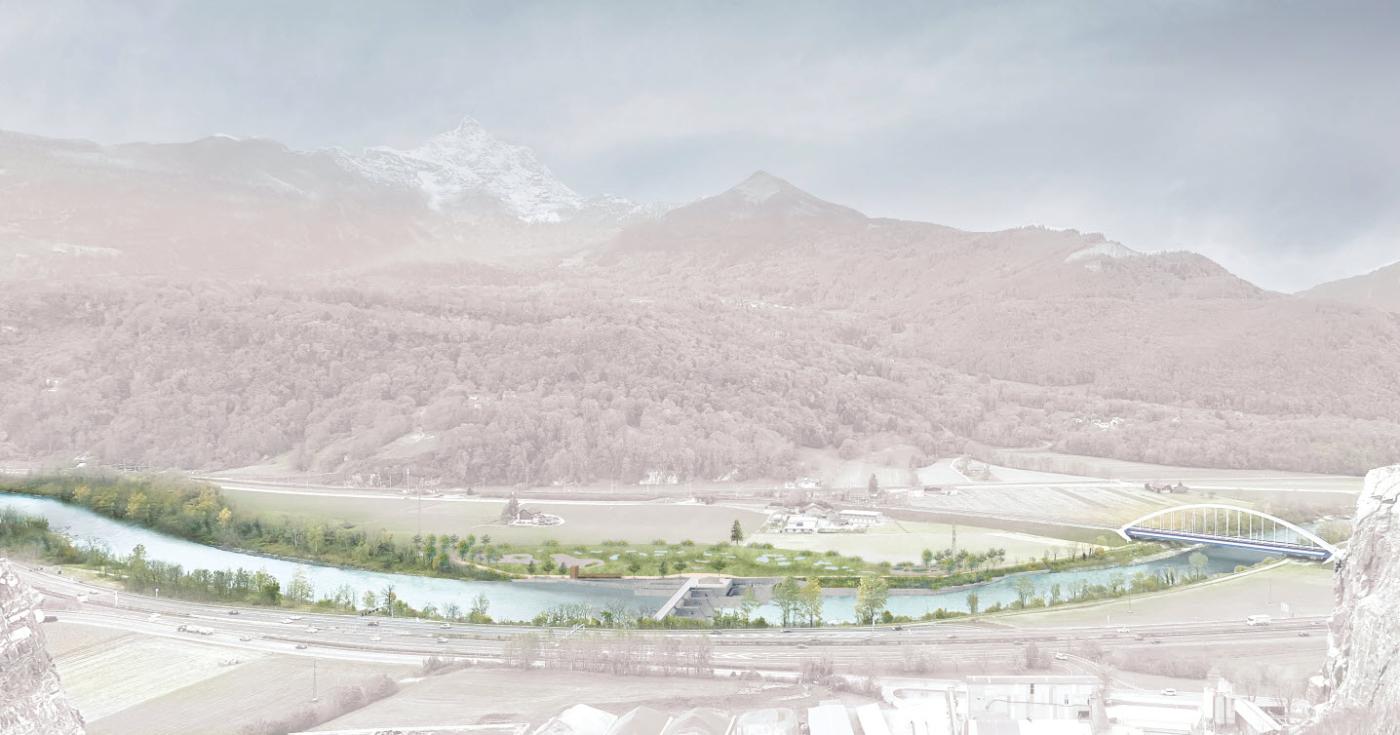 Vue générale du projet Massongex-Bex-Rhône (MBR).