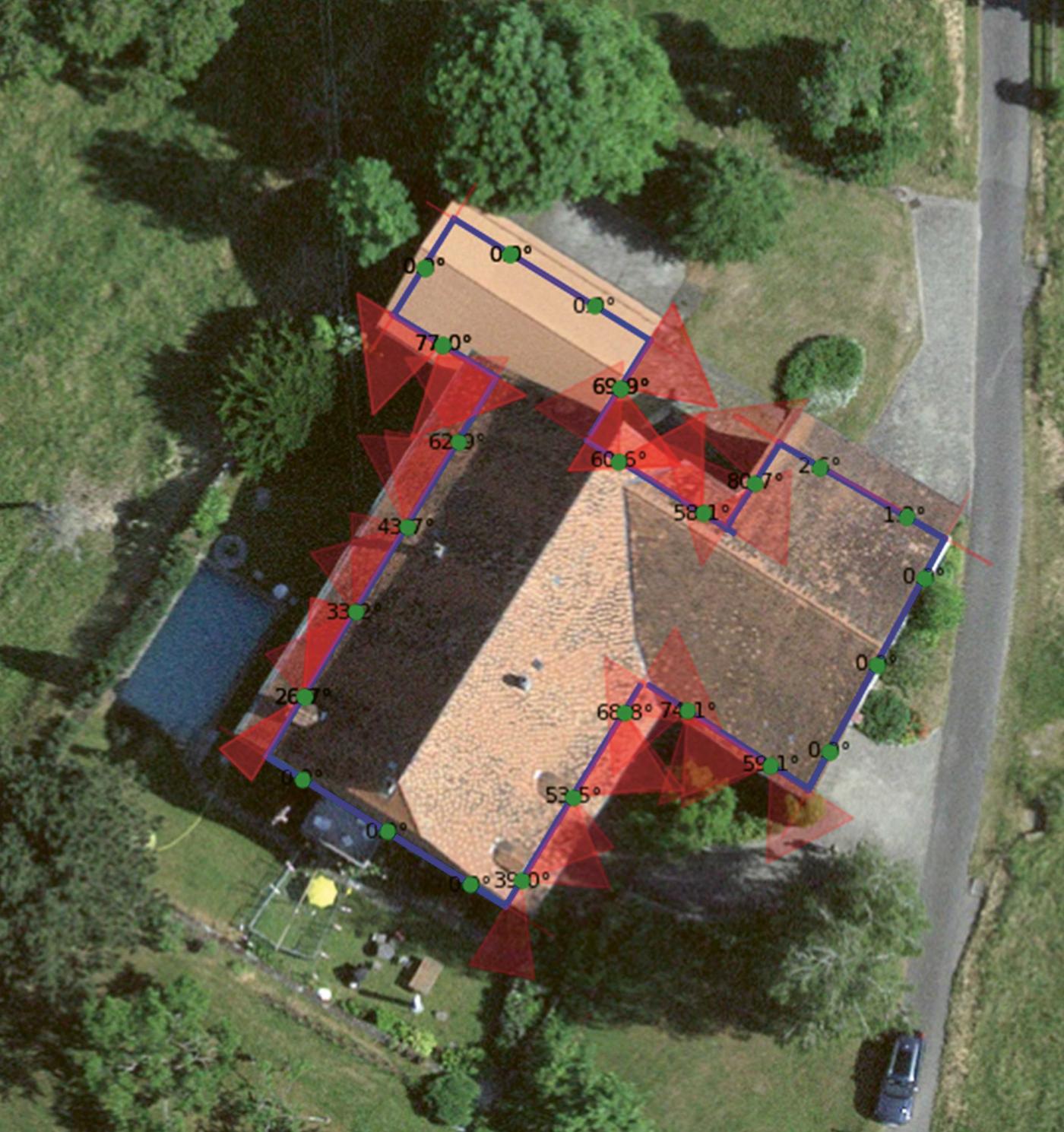 <span class="nowrap"><strong>Figure 2</strong></span> Angle d’ombrage calculé pour chaque fenêtre d’un bâtiment résidentiel.