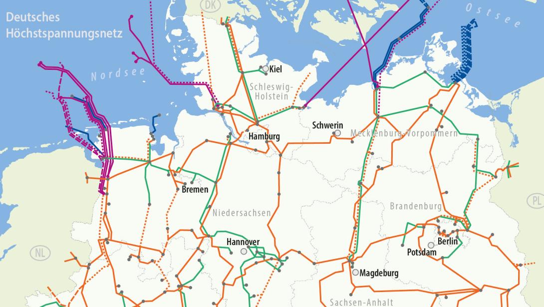 Karte «Deutsches Höchstspannungsnetz»