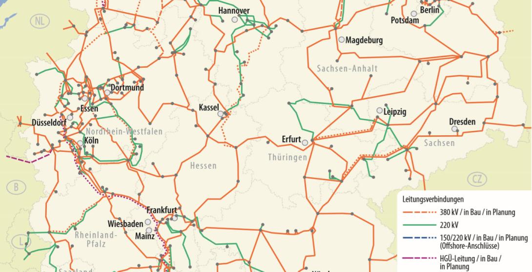 Aktualisierte Karte des deutschen HS-Netzes